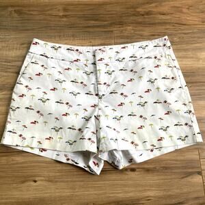 Maison Jules Shorts Women L ? White Colorful Beach Umbrellas Pockets Summer Fun